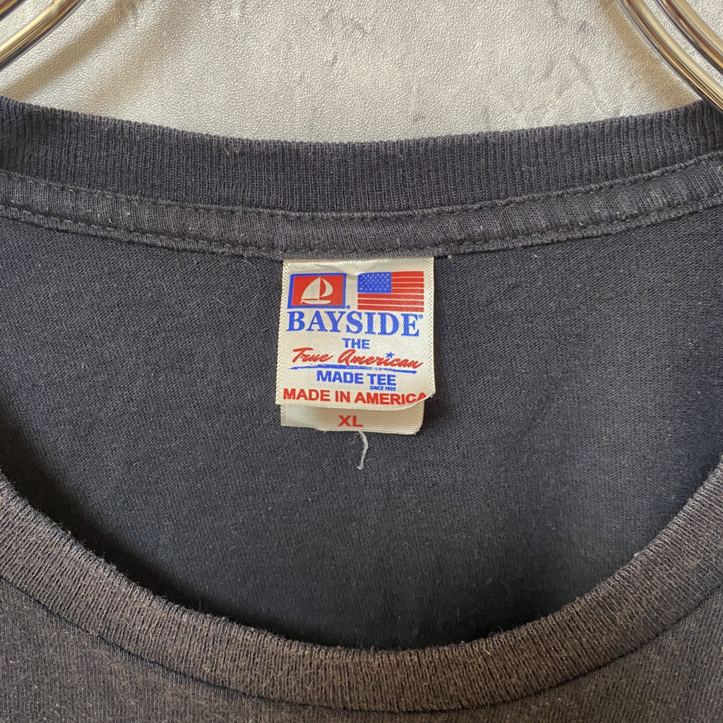 古着 used　USA製　半袖プリントTシャツ　アメリカ　国旗　黒　ブラック　レトロデザイン　クルーネック　XLサイズ