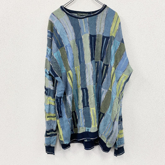 ～90s　TUNDRA　アクリルニットセーター　ヴィンテージ　総柄　マルチカラー　2XLTサイズ