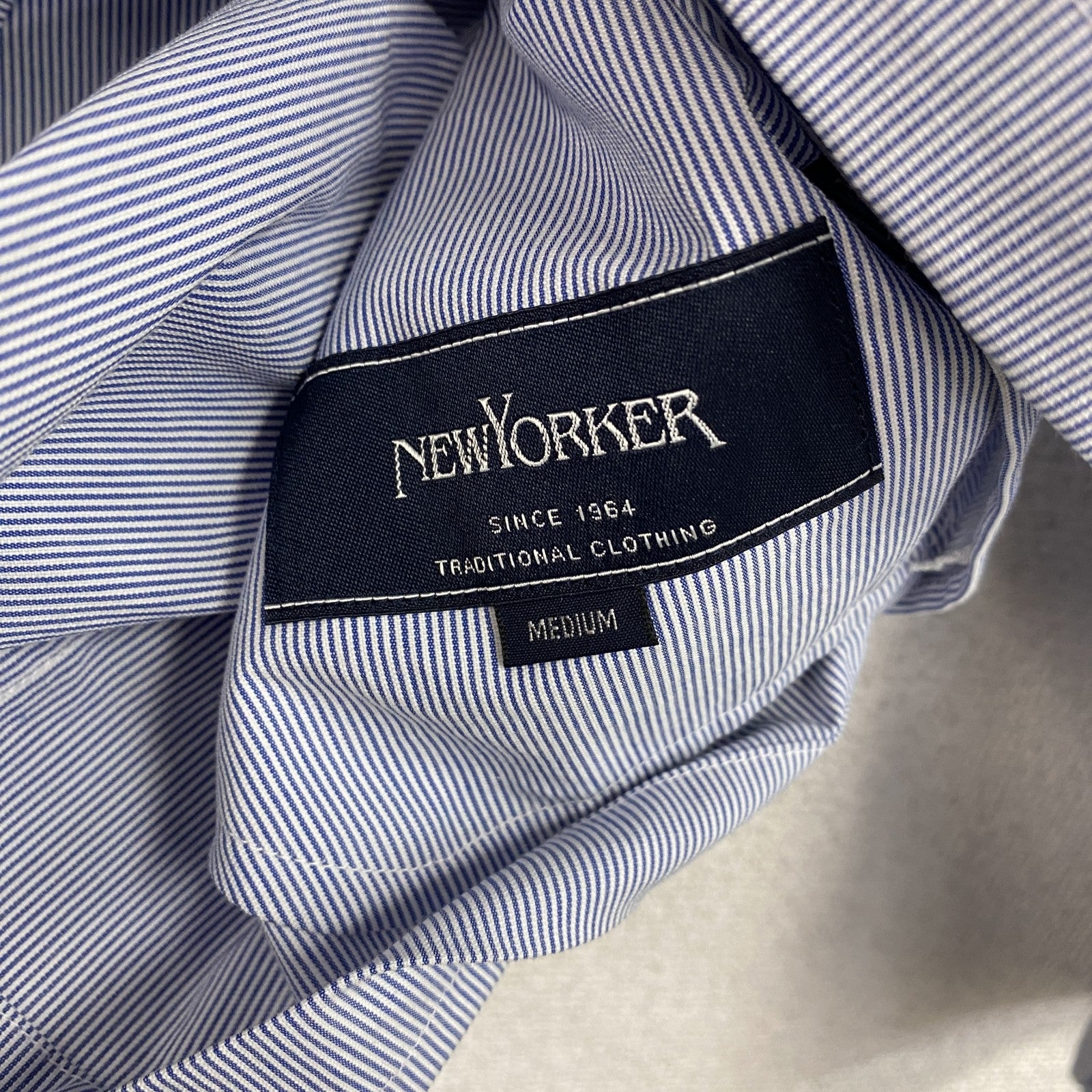 NEW YORKER　ニューヨーカー　長袖シャツジャケット　ストライプ　青　ブルー　Mサイズ　