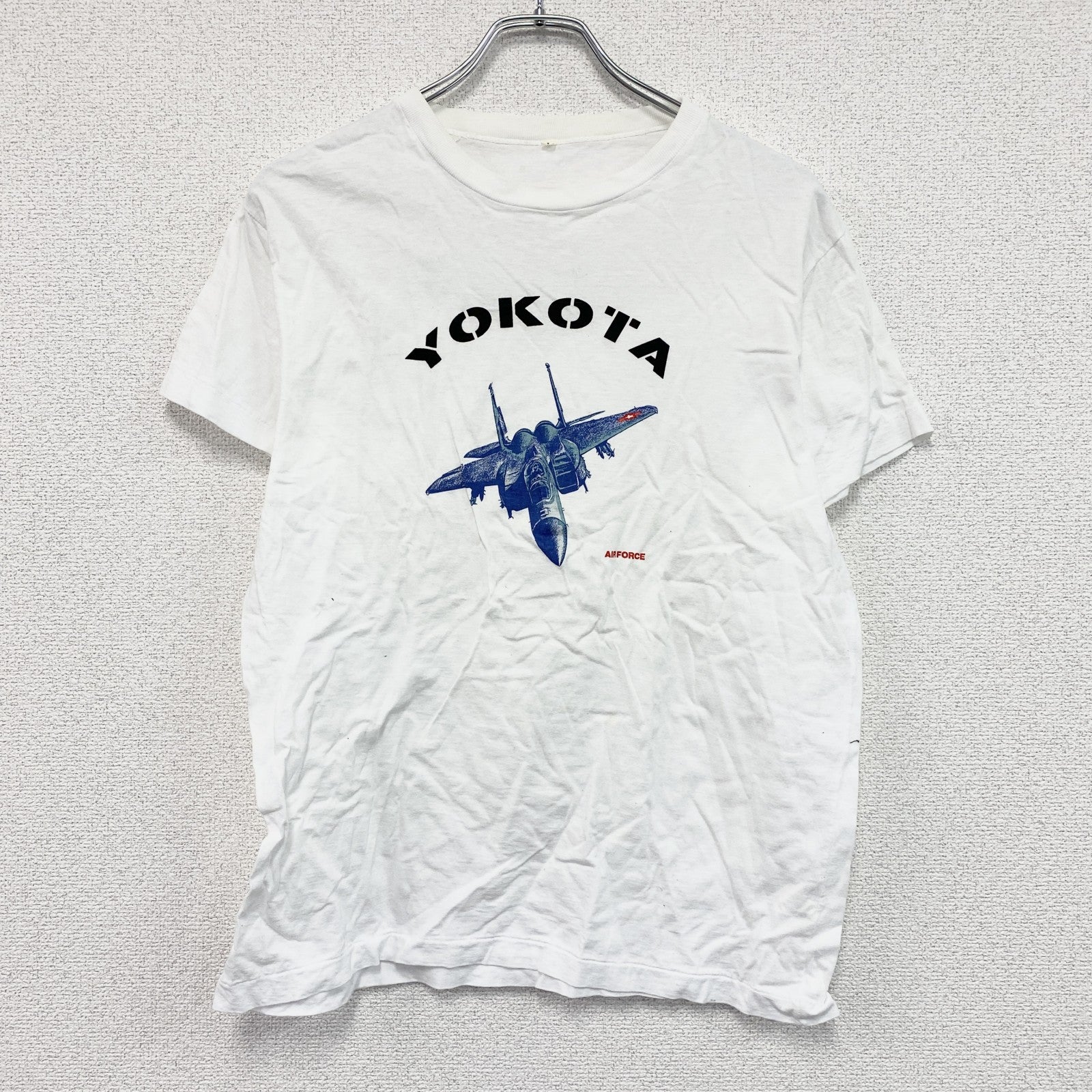横田基地　半袖プリントTシャツ　シングルステッチ　白　ホワイト　Lサイズ
