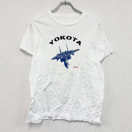 横田基地　半袖プリントTシャツ　シングルステッチ　白　ホワイト　Lサイズ