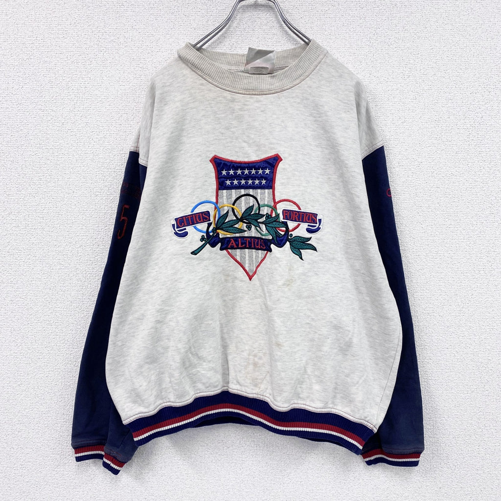 90s　adidas　アディダス　スウェット/トレーナー　オリンピック　ヴィンテージ　グレー　紺　ネイビー　Mサイズ