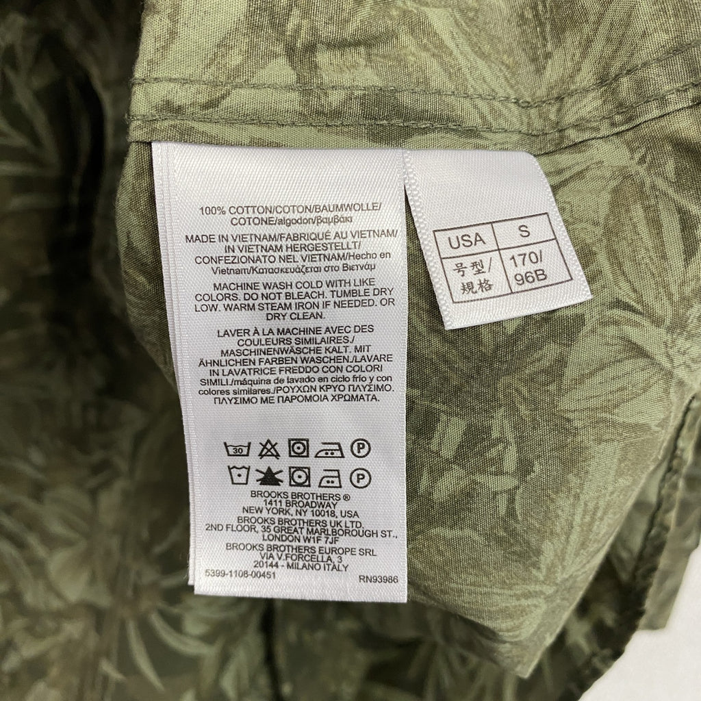 Brooks Brothers　ブルックスブラザーズ　長袖シャツ　アロハシャツ　総柄　緑　グリーン　Sサイズ