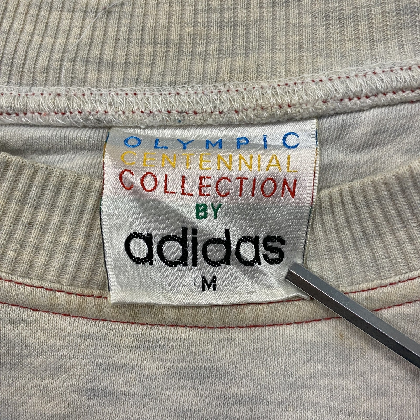 90s　adidas　アディダス　スウェット/トレーナー　オリンピック　ヴィンテージ　グレー　紺　ネイビー　Mサイズ
