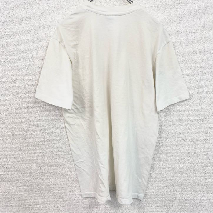 古着 used　DECATHLON　半袖アニマルイラストプリントTシャツ　猫　cat　クルーネック　白　ホワイト　Mサイズ