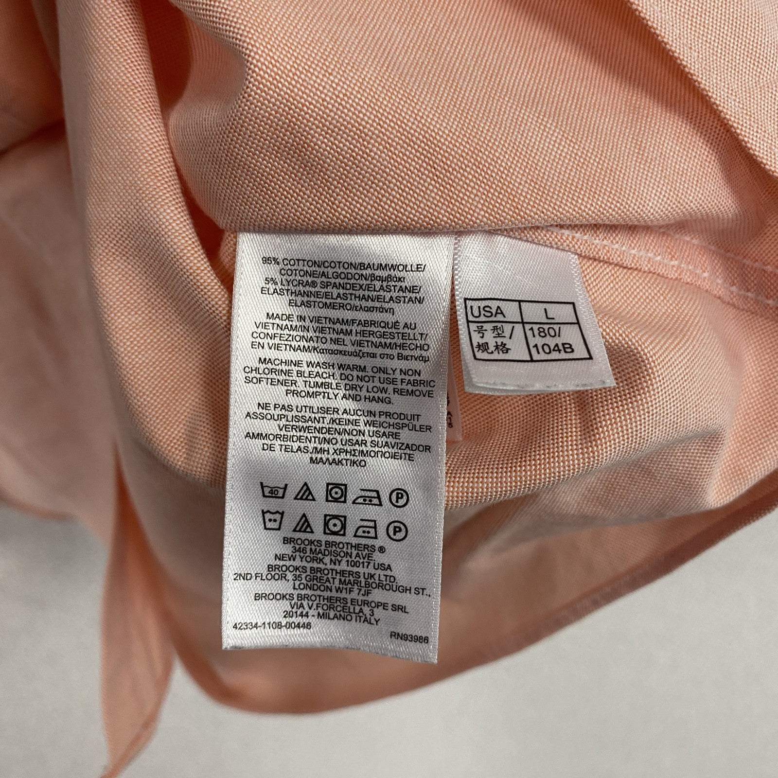 Brooks Brothers　ブルックスブラザーズ　長袖シャツ　ボタンダウンシャツ　サーモンピンク　Lサイズ