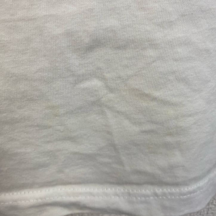 古着 used　DECATHLON　半袖アニマルイラストプリントTシャツ　猫　cat　クルーネック　白　ホワイト　Mサイズ