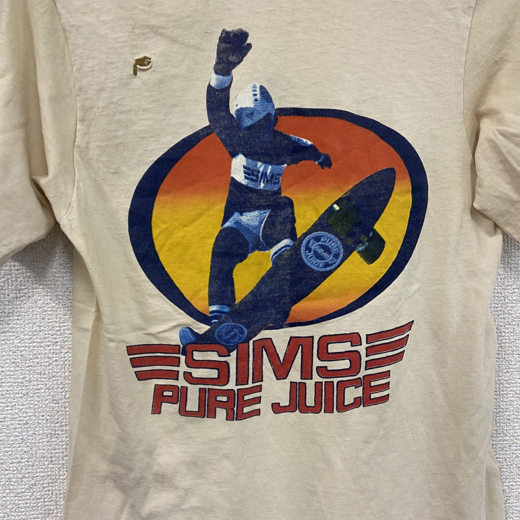 90s～　Sportswear　半袖Tシャツ　SIMS　シムス　シングルステッチ　ヴィンテージ　アイボリー　Sサイズ