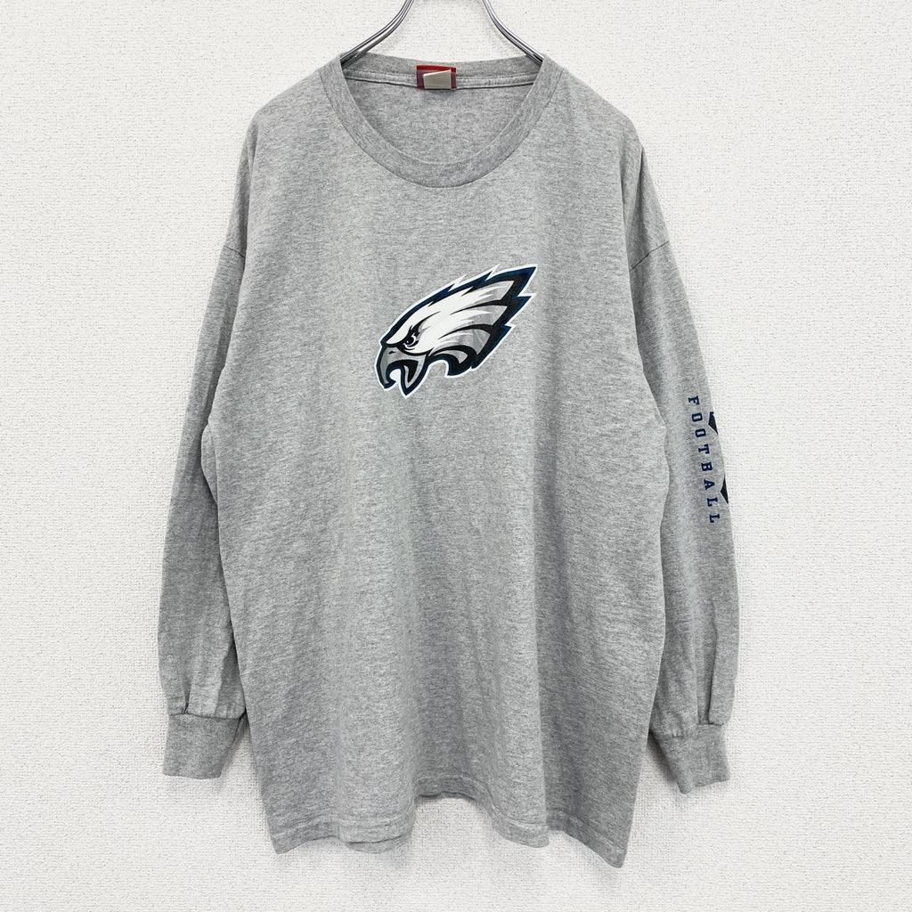 古着 used　NFL　長袖プリントTシャツ　イーグルス　フットボール　スポーツ　灰色　ライトグレー　XLサイズ