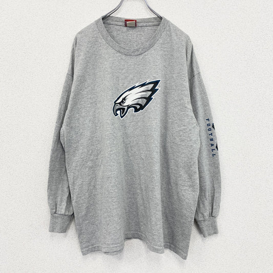 古着 used　NFL　長袖プリントTシャツ　イーグルス　フットボール　スポーツ　灰色　ライトグレー　XLサイズ