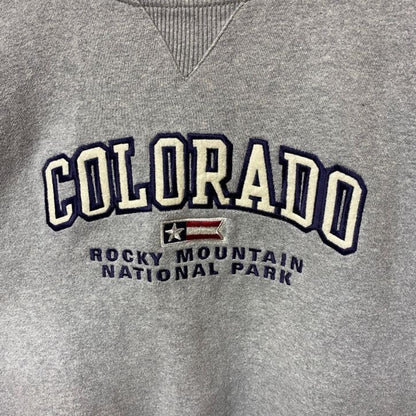 古着 used　90s　COLORADO　長袖刺繍リンガースウェット　トレーナー　ロッキー山脈　グレー　ヴィンテージ　Mサイズ