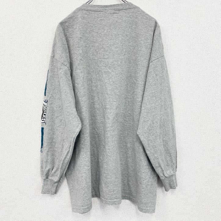 古着 used　NFL　長袖プリントTシャツ　イーグルス　フットボール　スポーツ　灰色　ライトグレー　XLサイズ