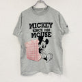 Mickey Mouse　ミッキーマウス　半袖キャラクターTシャツ　フロッキープリント　灰色　グレー　XLサイズ