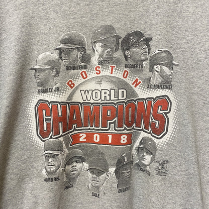 古着 used　DELTA　MLB　ワールドチャンピオンズ　半袖プリントTシャツ　2018　グレー　オーバーサイズ　XXLサイズ