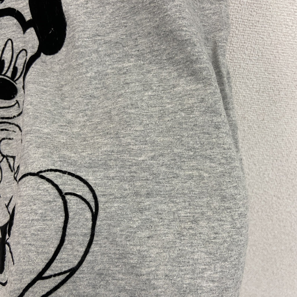 Mickey Mouse　ミッキーマウス　半袖キャラクターTシャツ　フロッキープリント　灰色　グレー　XLサイズ
