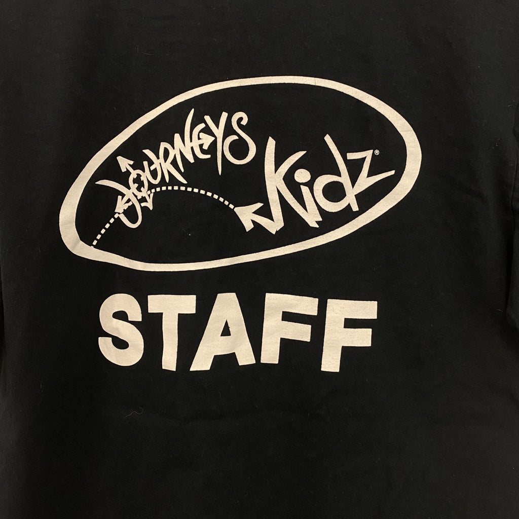 古着 used　adidas　アディダス　半袖プリントTシャツ　STAFF　カジュアルデザイン　レトロ　ブラック　黒　Sサイズ
