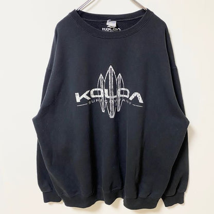 古着 used　KOLOA　長袖プリントスウェット　トレーナー　黒　ブラック　秋冬服　ビックシルエット　XXLサイズ