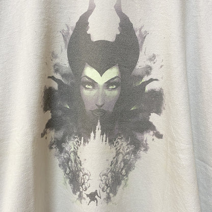 古着 used　Disney　ディズニー　半袖プリントTシャツ　マレフィセント　レトロ　クルーネック　ライトグレー　Lサイズ