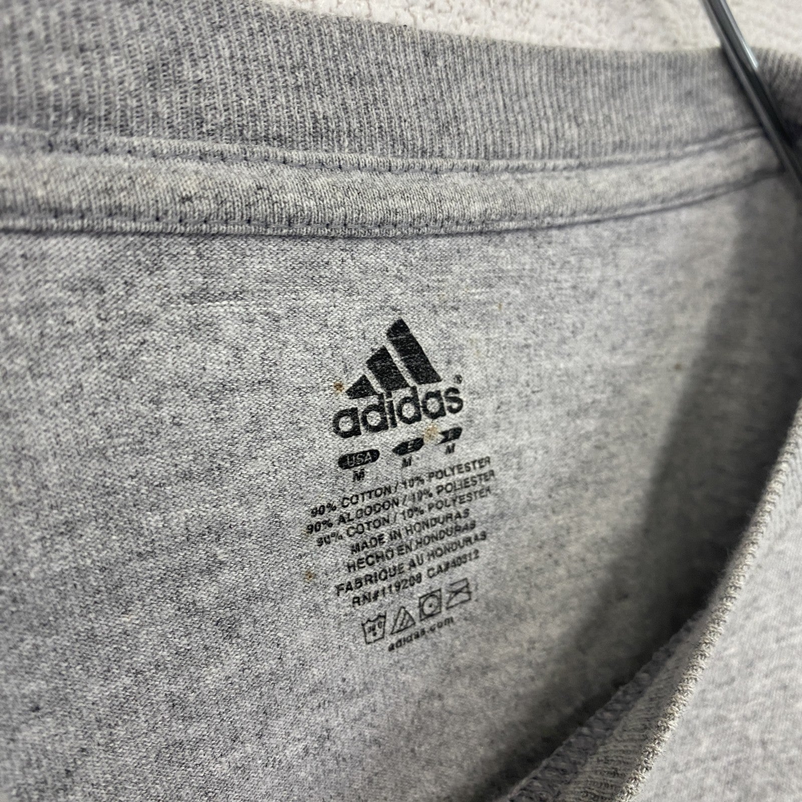 古着 used　adidas　アディダス　長袖プリントTシャツ　サッカー　EXPRESS　グレー　クルーネック　Mサイズ