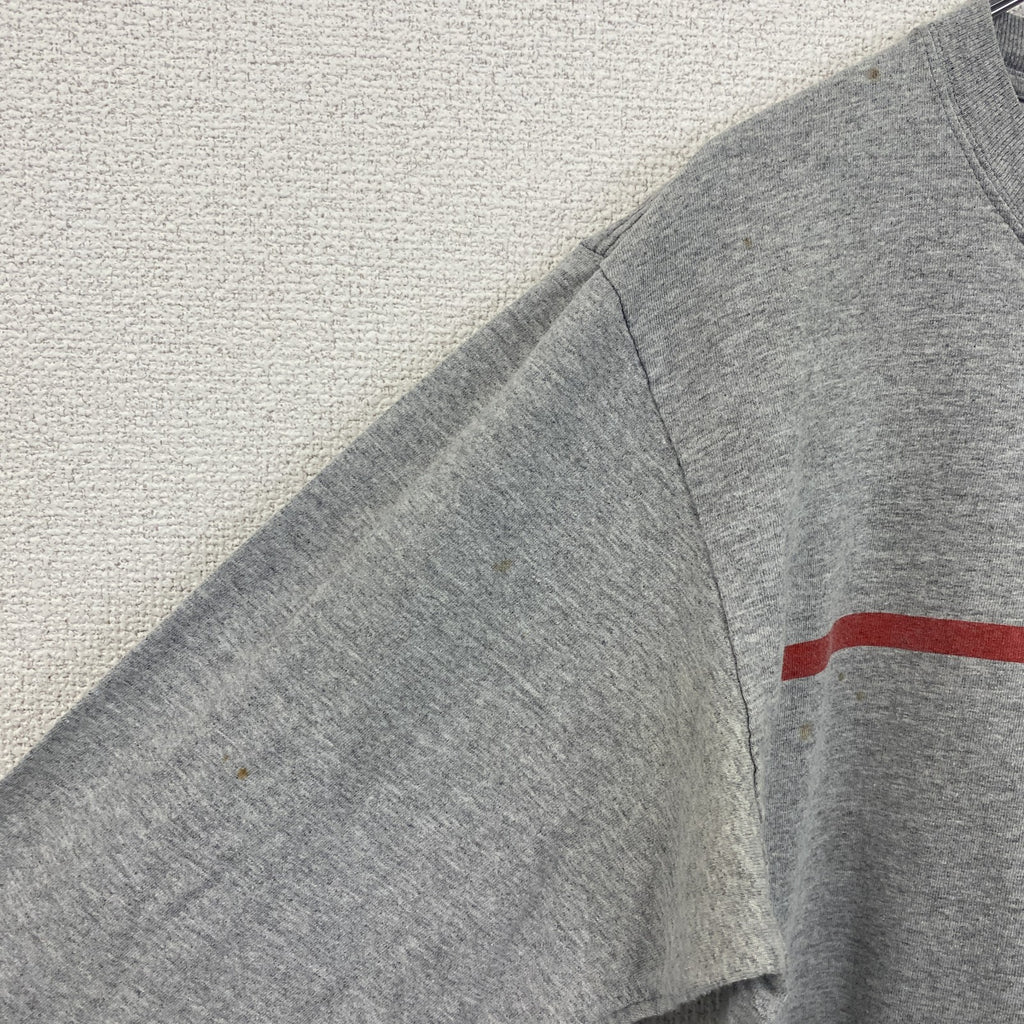 古着 used　adidas　アディダス　長袖プリントTシャツ　サッカー　EXPRESS　グレー　クルーネック　Mサイズ