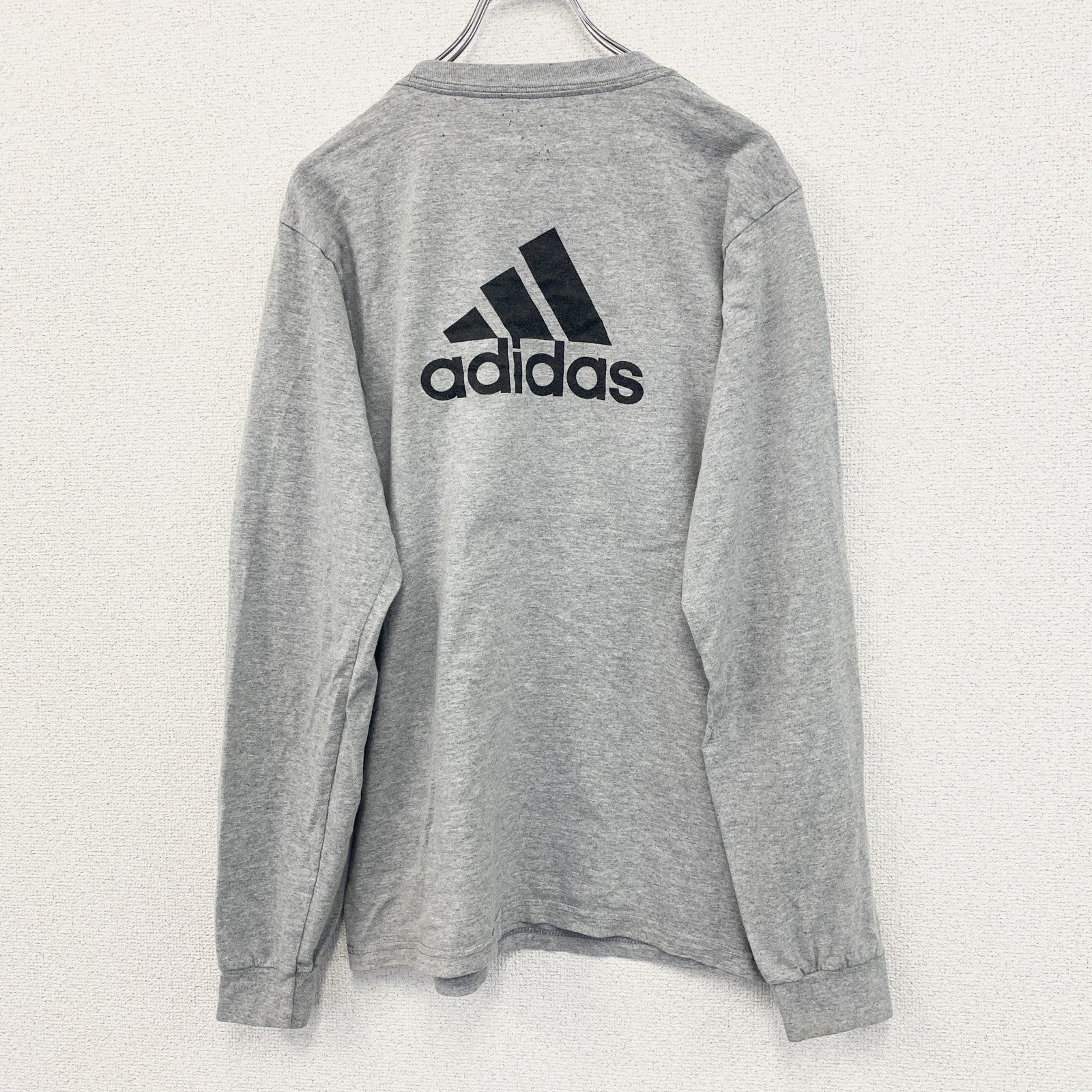 古着 used　adidas　アディダス　長袖プリントTシャツ　サッカー　EXPRESS　グレー　クルーネック　Mサイズ