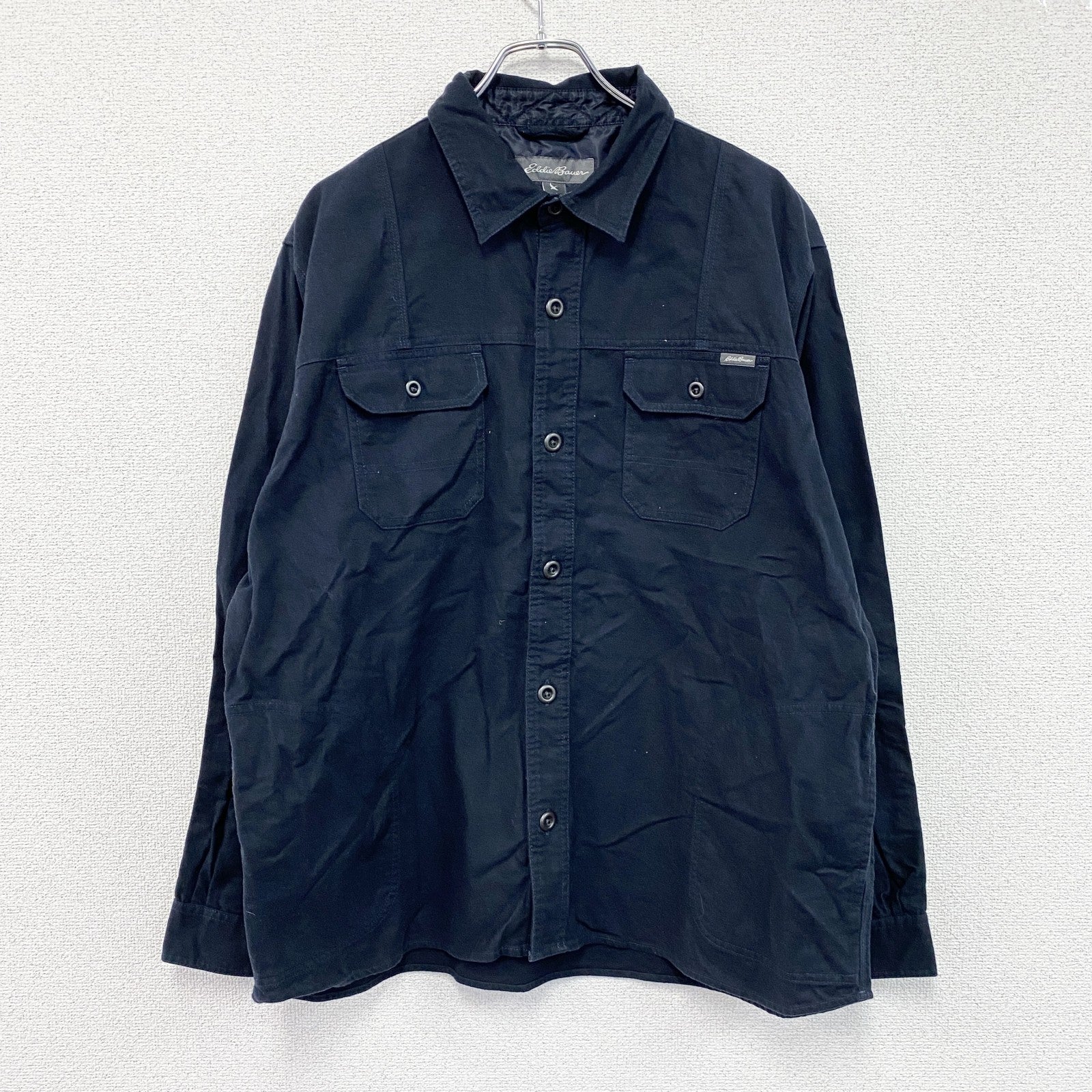 Eddie Bauer　エディーバウアー　長袖シャツ　2つポケット　紺　ネイビー　XLサイズ