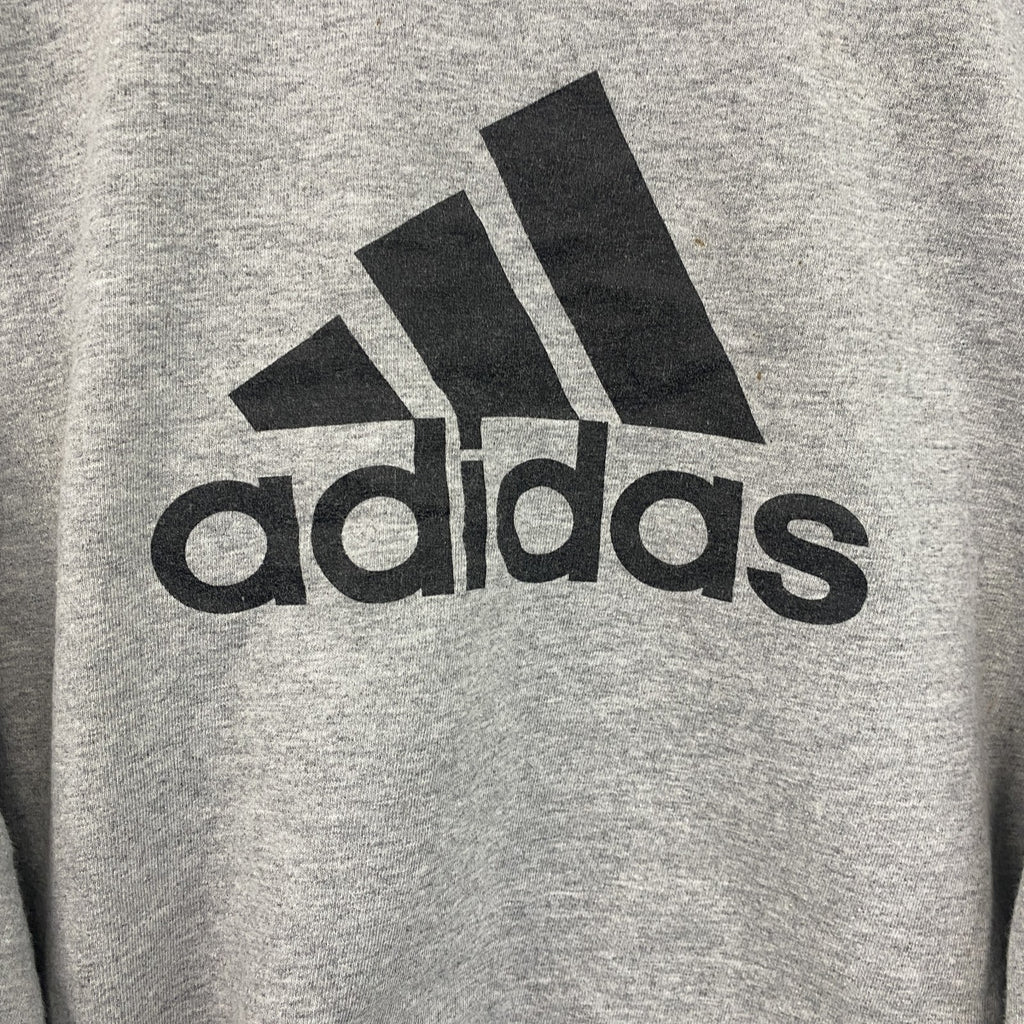 古着 used　adidas　アディダス　長袖プリントTシャツ　サッカー　EXPRESS　グレー　クルーネック　Mサイズ