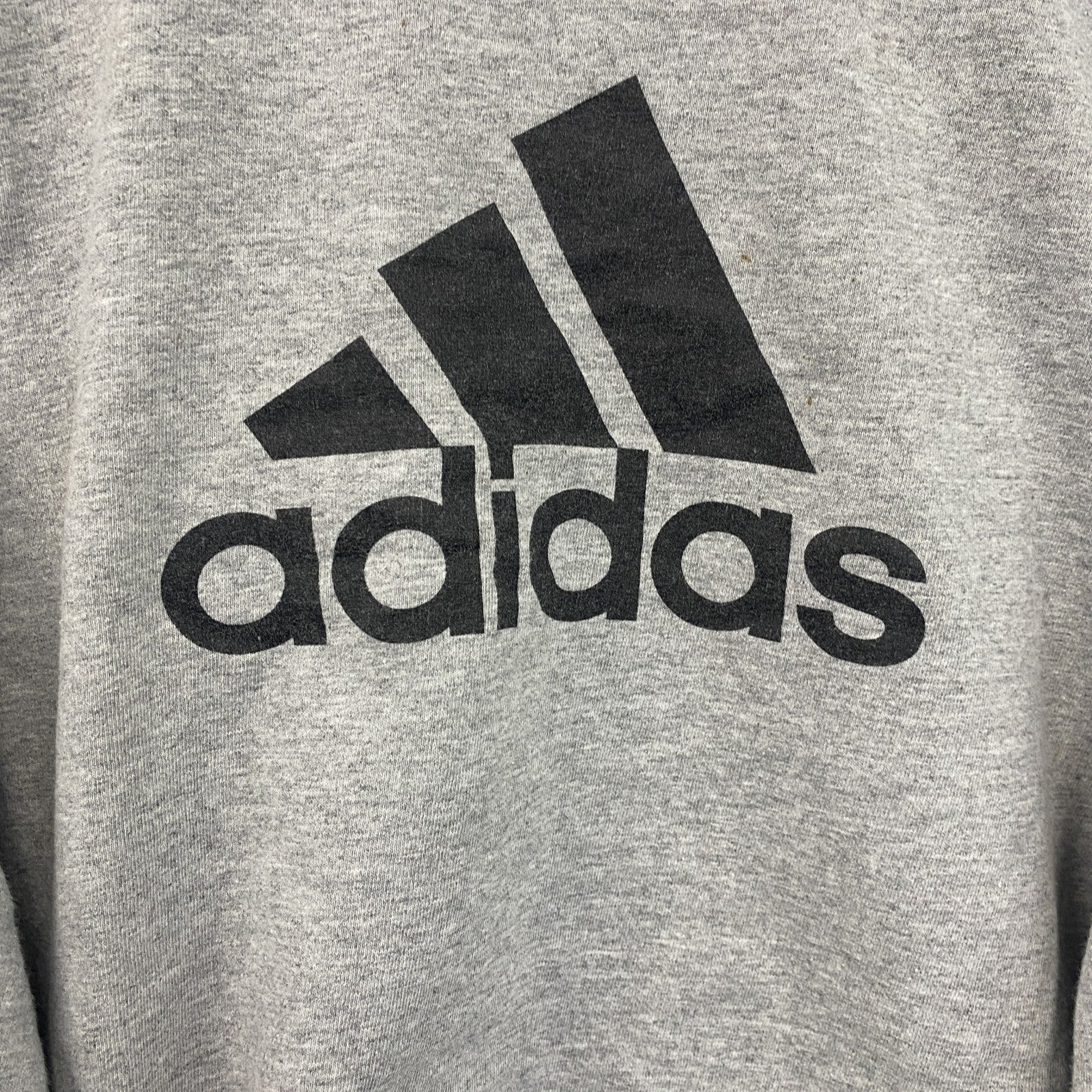古着 used　adidas　アディダス　長袖プリントTシャツ　サッカー　EXPRESS　グレー　クルーネック　Mサイズ