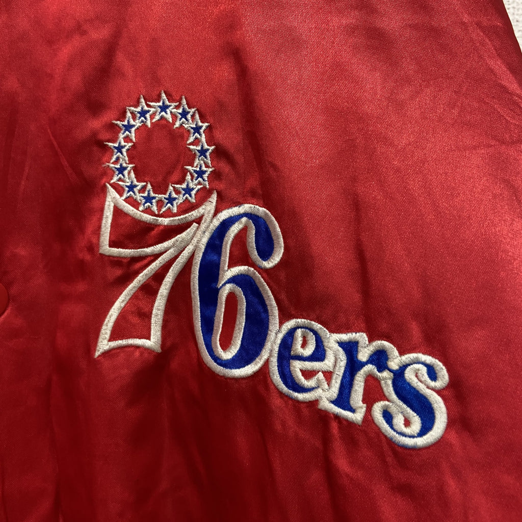 ～00s　HARDWOOD CLASSICS　76ers　スタジャン/スタジアムジャケット　中綿入り　赤　レッド　2XLサイズ