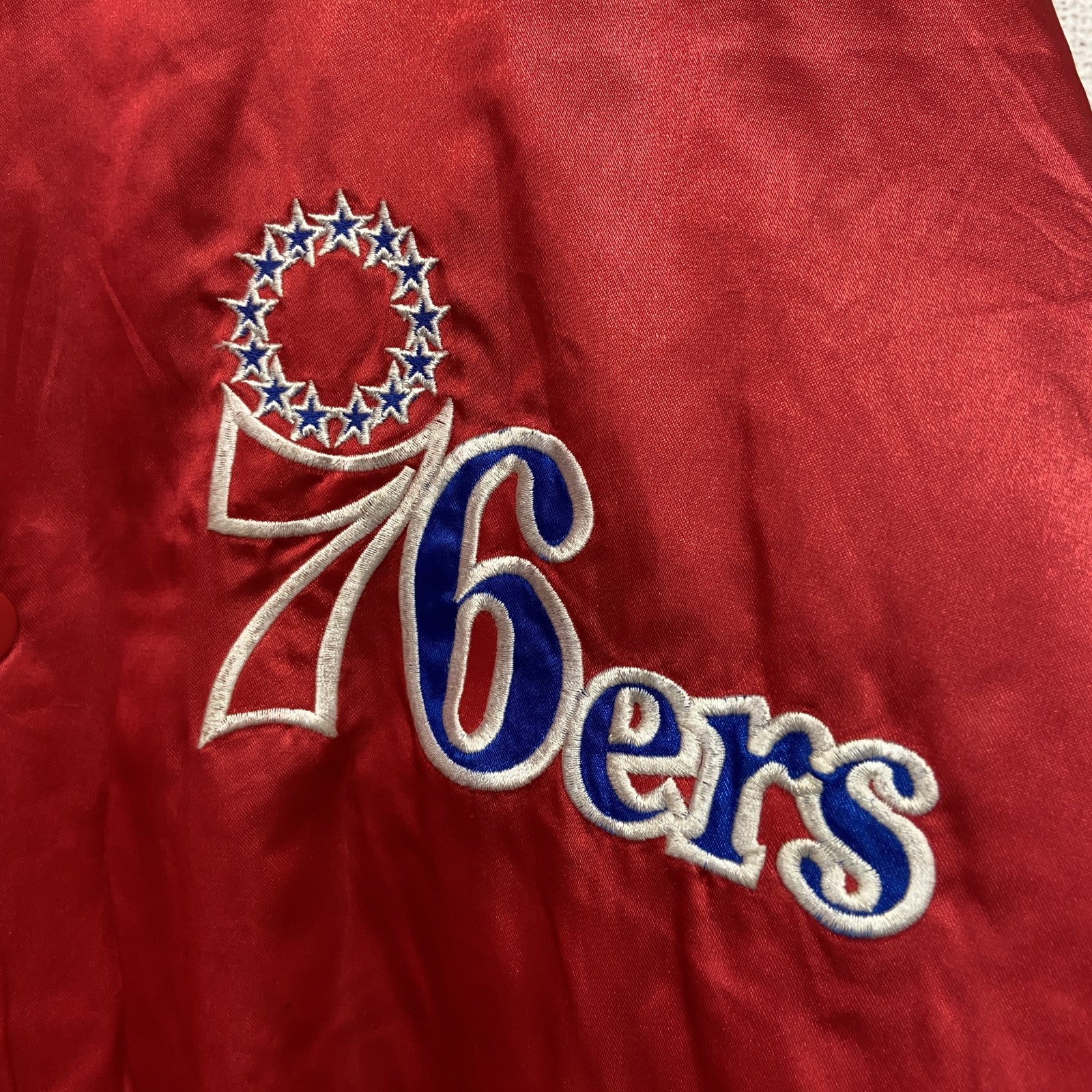 ～00s　HARDWOOD CLASSICS　76ers　スタジャン/スタジアムジャケット　中綿入り　赤　レッド　2XLサイズ