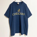 GILDAN　ギルダン　半袖プリントアニマルTシャツ　フェード　タイガー　虎　クルーネック　COUGARS　紺　ネイビー　Lサイズ