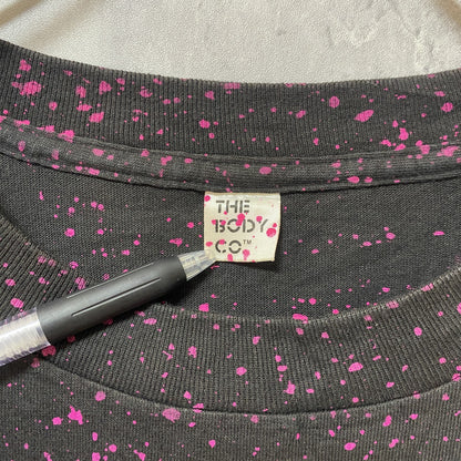 古着 used　90s　ヴィンテージ　半袖プリントTシャツ　USA製　シングルステッチ　花　黒　ブラック　オーバーサイズ
