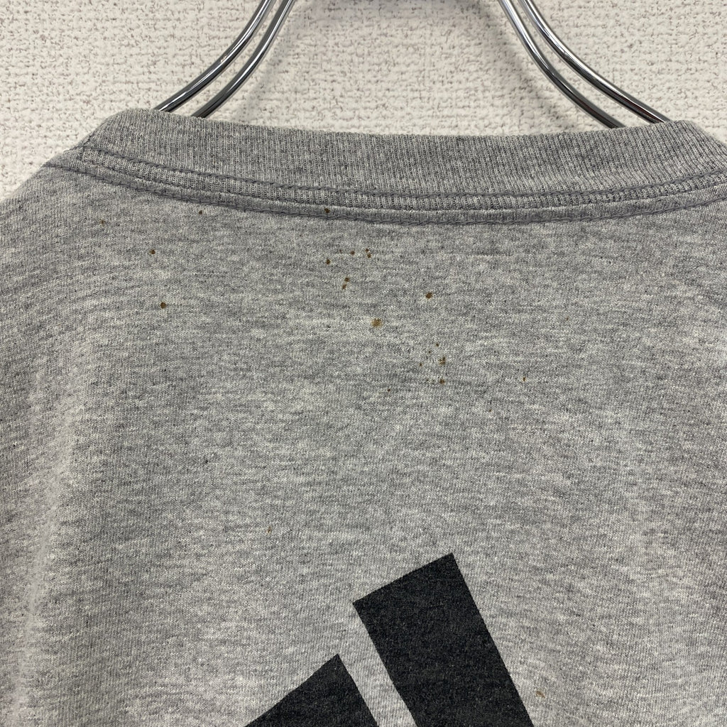 古着 used　adidas　アディダス　長袖プリントTシャツ　サッカー　EXPRESS　グレー　クルーネック　Mサイズ