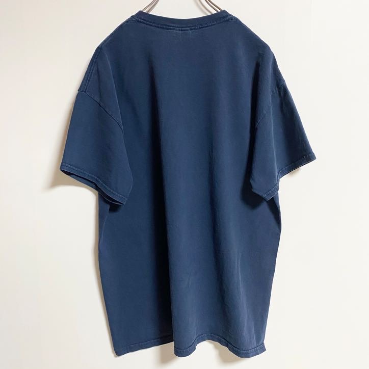 GILDAN　ギルダン　半袖プリントアニマルTシャツ　フェード　タイガー　虎　クルーネック　COUGARS　紺　ネイビー　Lサイズ