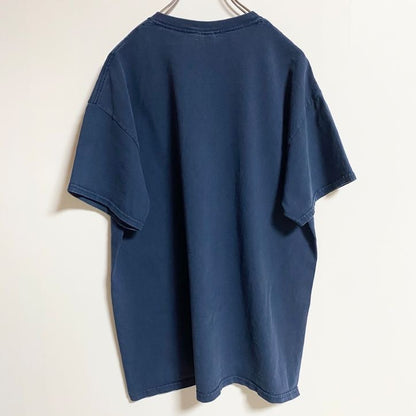 GILDAN　ギルダン　半袖プリントアニマルTシャツ　フェード　タイガー　虎　クルーネック　COUGARS　紺　ネイビー　Lサイズ