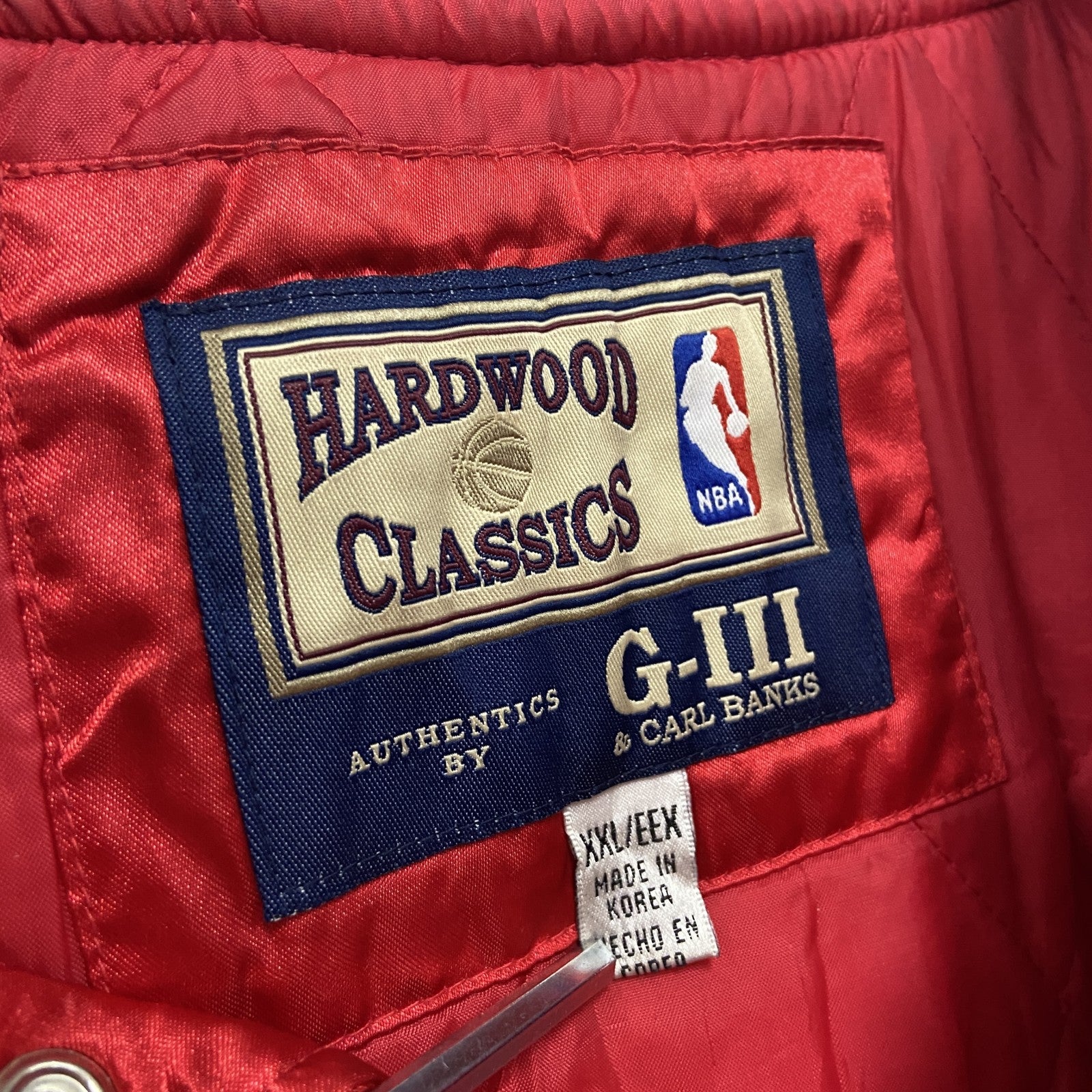 ～00s　HARDWOOD CLASSICS　76ers　スタジャン/スタジアムジャケット　中綿入り　赤　レッド　2XLサイズ
