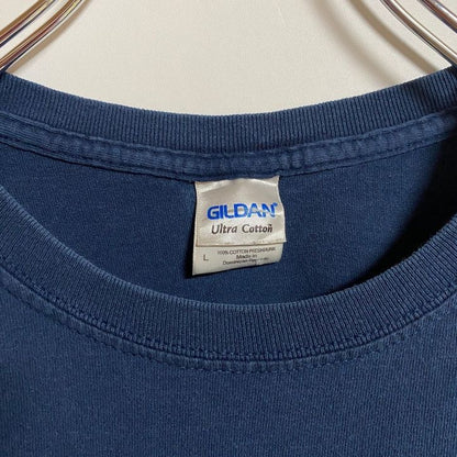 GILDAN　ギルダン　半袖プリントアニマルTシャツ　フェード　タイガー　虎　クルーネック　COUGARS　紺　ネイビー　Lサイズ