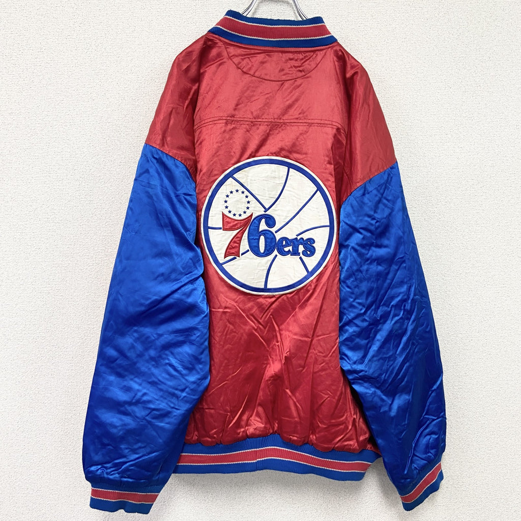 ～00s　HARDWOOD CLASSICS　76ers　スタジャン/スタジアムジャケット　中綿入り　赤　レッド　2XLサイズ