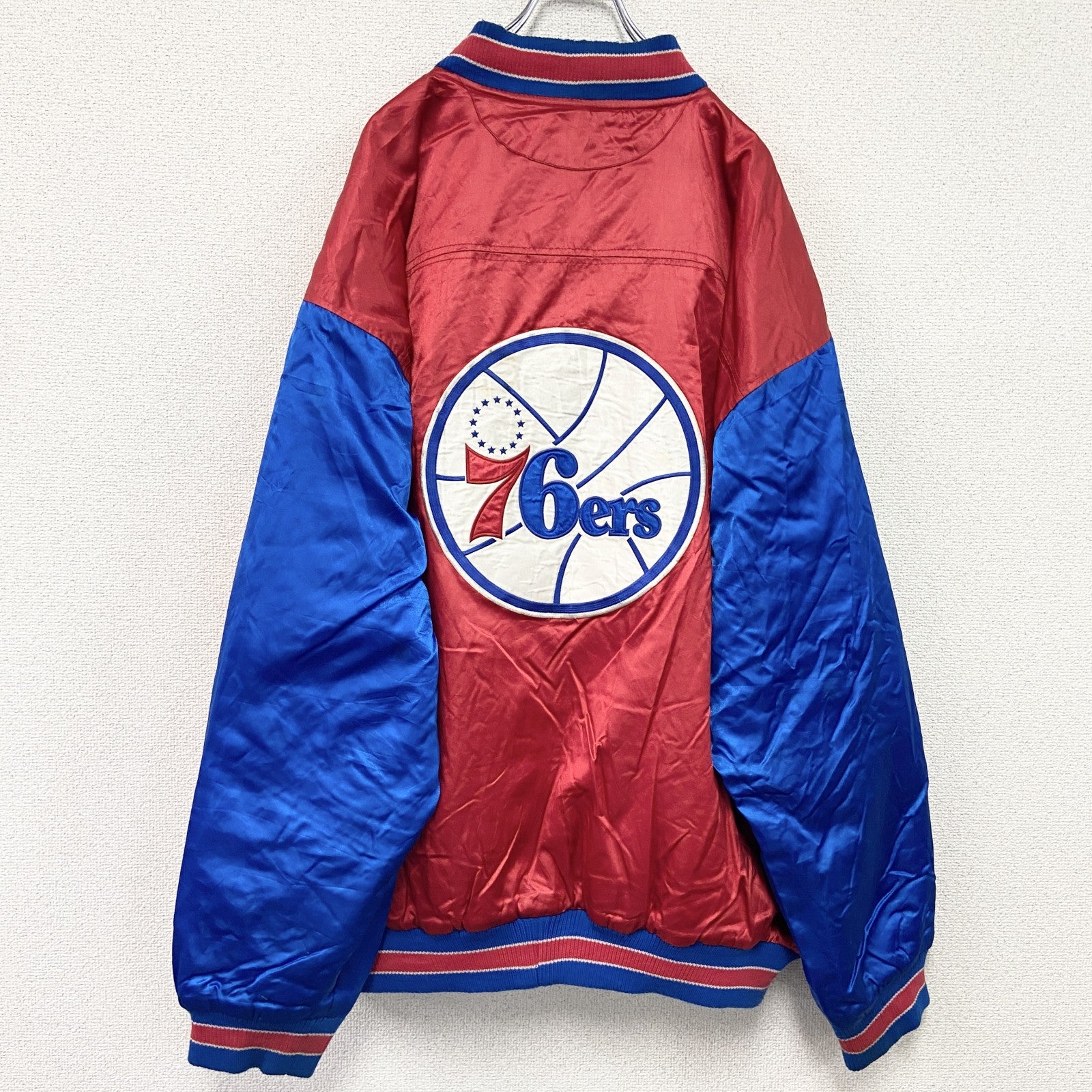 ～00s　HARDWOOD CLASSICS　76ers　スタジャン/スタジアムジャケット　中綿入り　赤　レッド　2XLサイズ