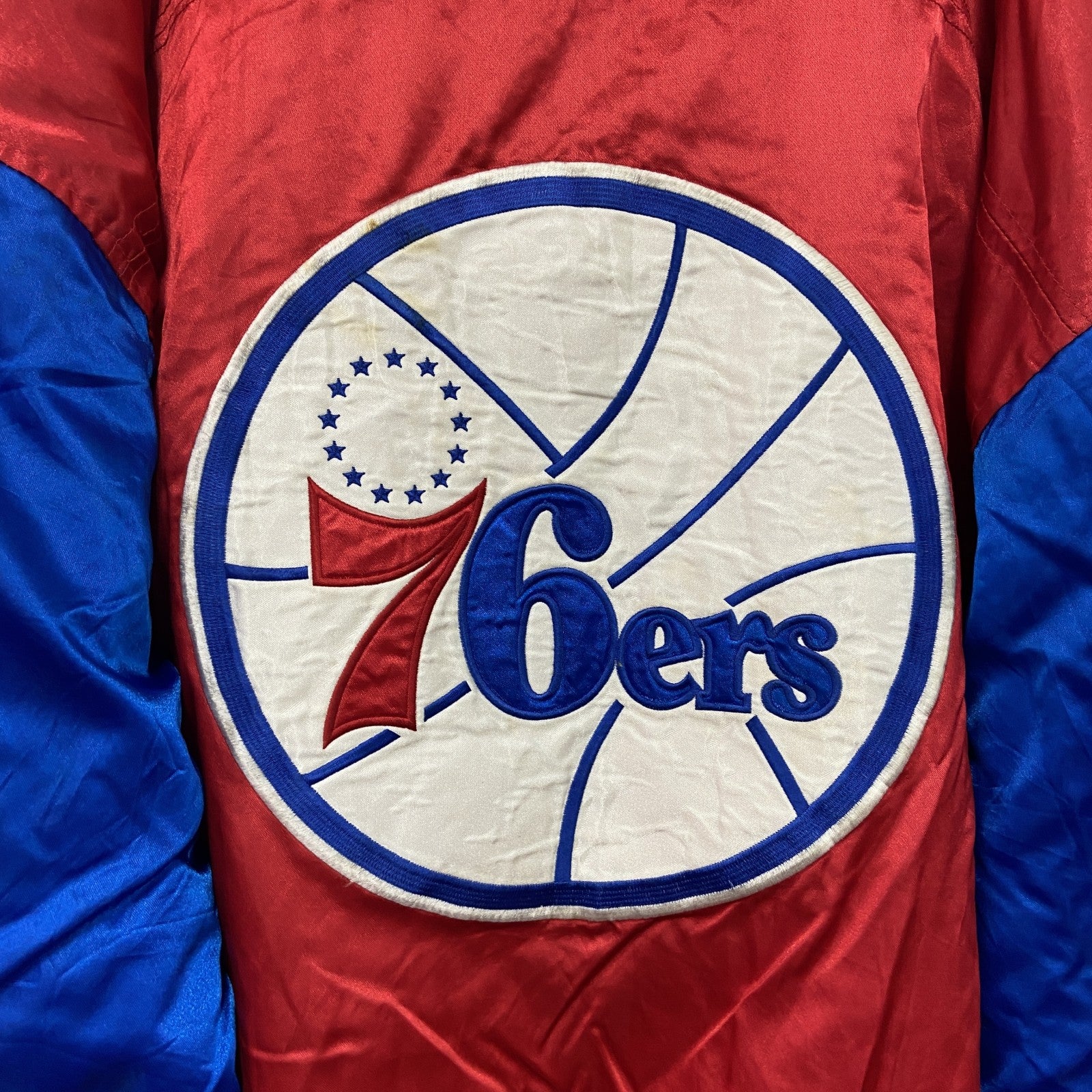 ～00s　HARDWOOD CLASSICS　76ers　スタジャン/スタジアムジャケット　中綿入り　赤　レッド　2XLサイズ