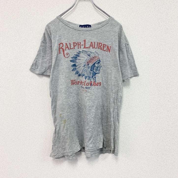 RALPH LAUREN　ラルフローレン　半袖プリントTシャツ　シングルステッチ　グレー　Mサイズ