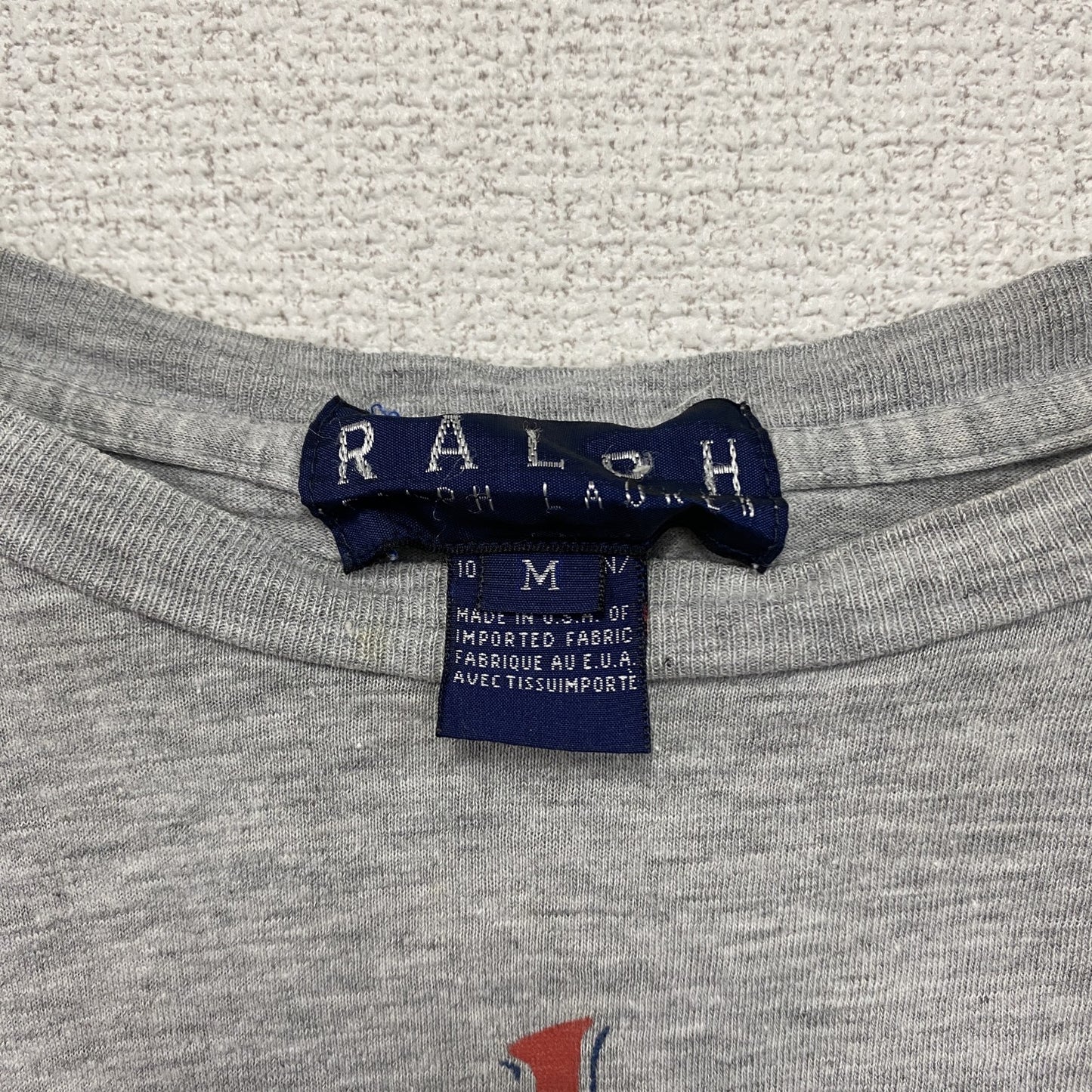 RALPH LAUREN　ラルフローレン　半袖プリントTシャツ　シングルステッチ　グレー　Mサイズ