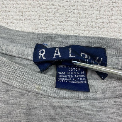 RALPH LAUREN　ラルフローレン　半袖プリントTシャツ　シングルステッチ　グレー　Mサイズ