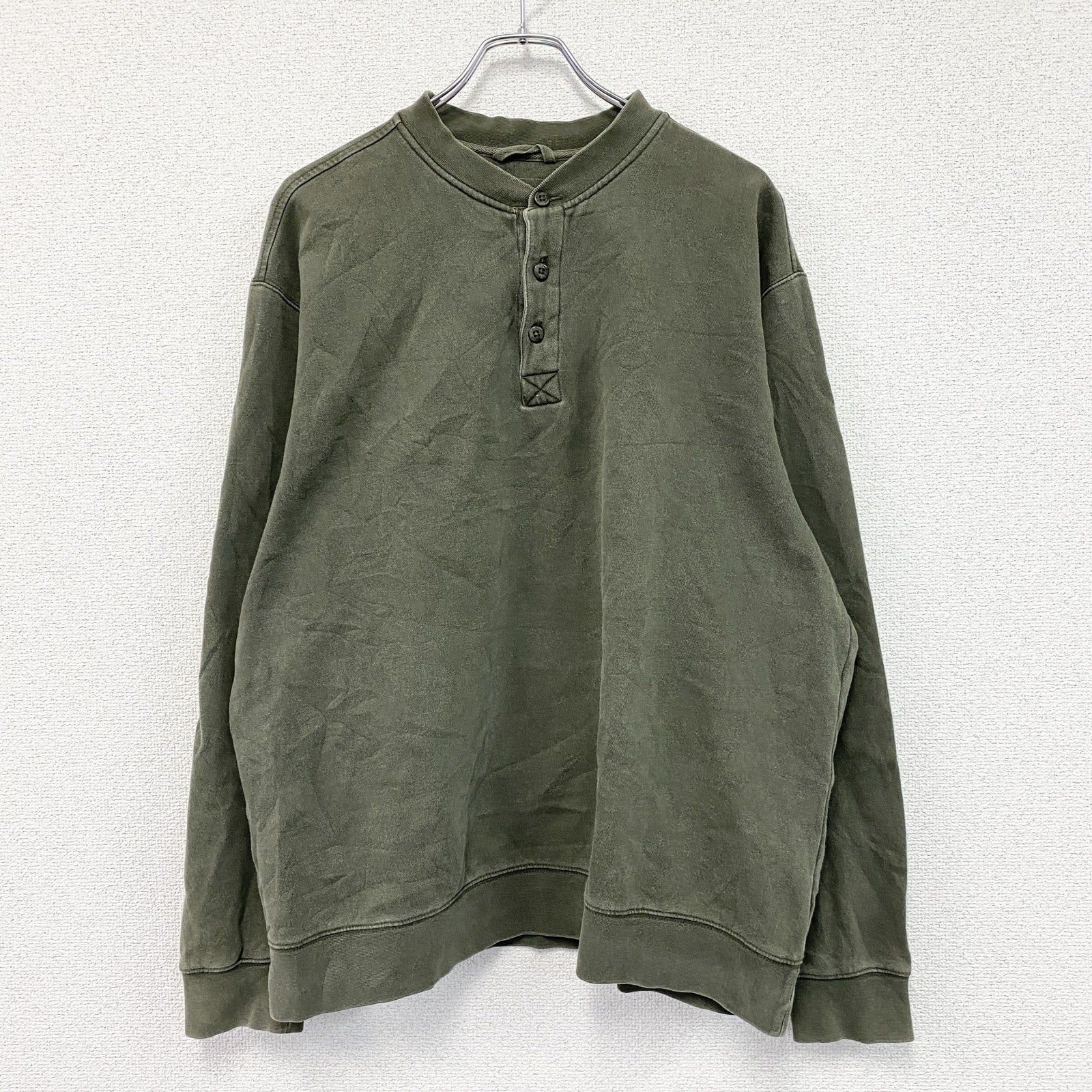 L.L.Bean　エルエルビーン　ヘンリーネックスウェット/トレーナー　カーキ　Lサイズ
