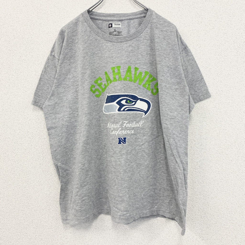 TEAM APPAREL　NFL　SEAHAWKS　半袖プリントTシャツ　アーチプリント　5連プリント　灰色　グレー　XLサイズ