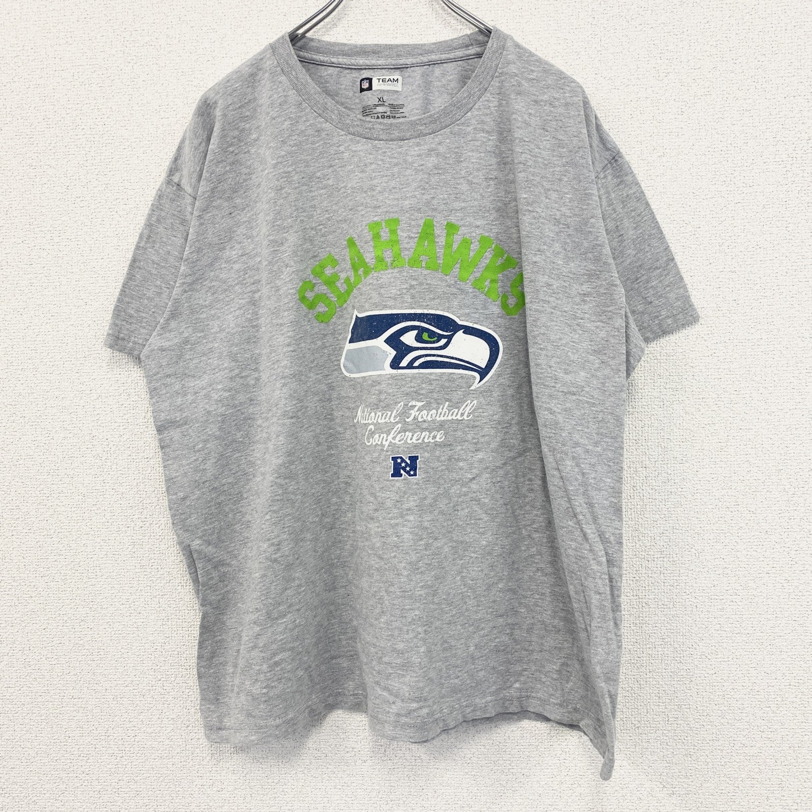 TEAM APPAREL　NFL　SEAHAWKS　半袖プリントTシャツ　アーチプリント　5連プリント　灰色　グレー　XLサイズ