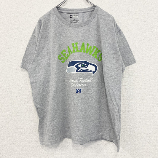 TEAM APPAREL　NFL　SEAHAWKS　半袖プリントTシャツ　アーチプリント　5連プリント　灰色　グレー　XLサイズ