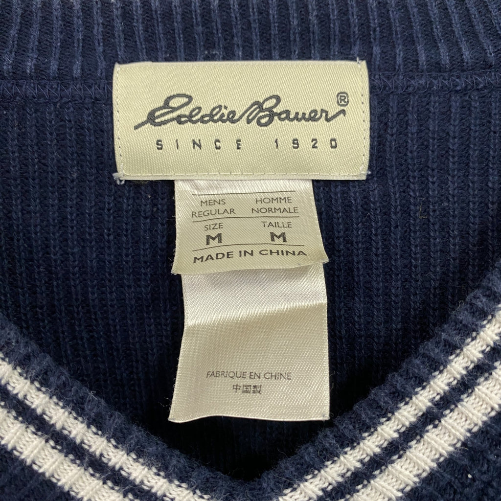 Eddie Bauer　エディーバウアー　コットンニットセーター　Vネック　紺　ネイビー　Mサイズ