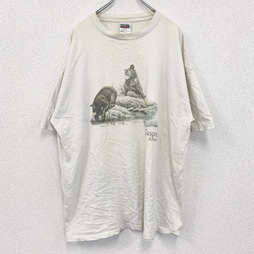 古着 used　90s　TULTEX　半袖アニマルプリントTシャツ　熊　Jasper Albrta　クルーネック　2XLサイズ