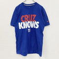古着 used　NIKE ナイキ　半袖プリントTシャツ　CRUZ KNOWS　スウッシュロゴ　クルーネック　青　Mサイズ